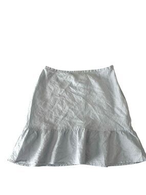 Mossimo 100% Linen Ruffle Hem Mini Skirt Light Blue Size 8 Coastal Boho